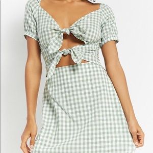 Forever21 Gingham Tie Front Dress